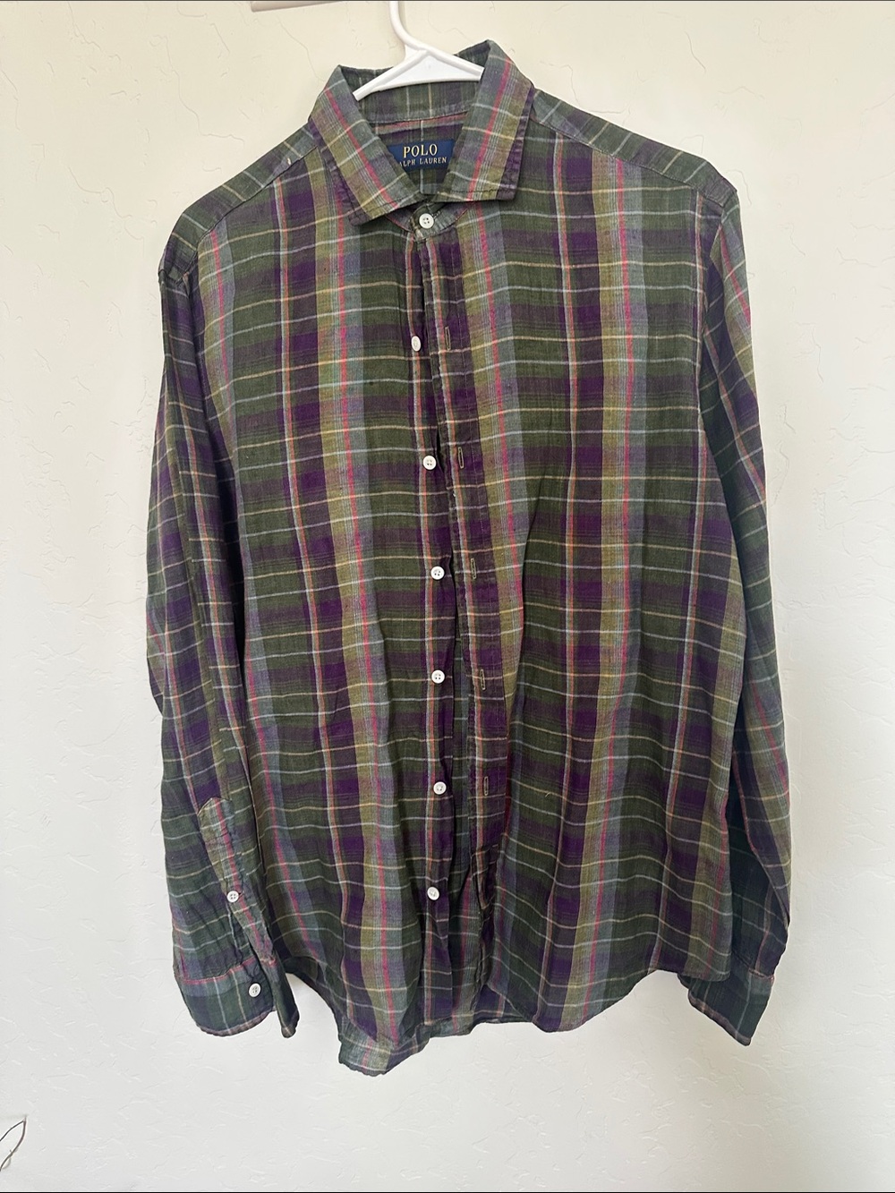 Polo by Ralph Lauren Olive and Purple Plaid Button-Down Shirt